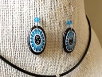 Turquoise Blue Oval Earrings and Matching Necklace Pysanky Jewelry by So Jeo                  https://www.etsy.com/ca/listing/201774292